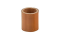 Nodeless bamboo futaoki at a slight angle, showing the honey-brown surface and vertical seam.
