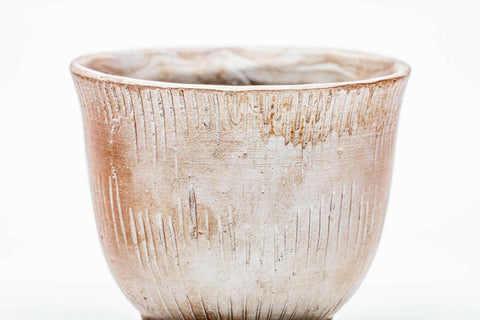 Japanese Teacup - Engraved Vertical Stripes Banko-yaki Yunomi - 75ml