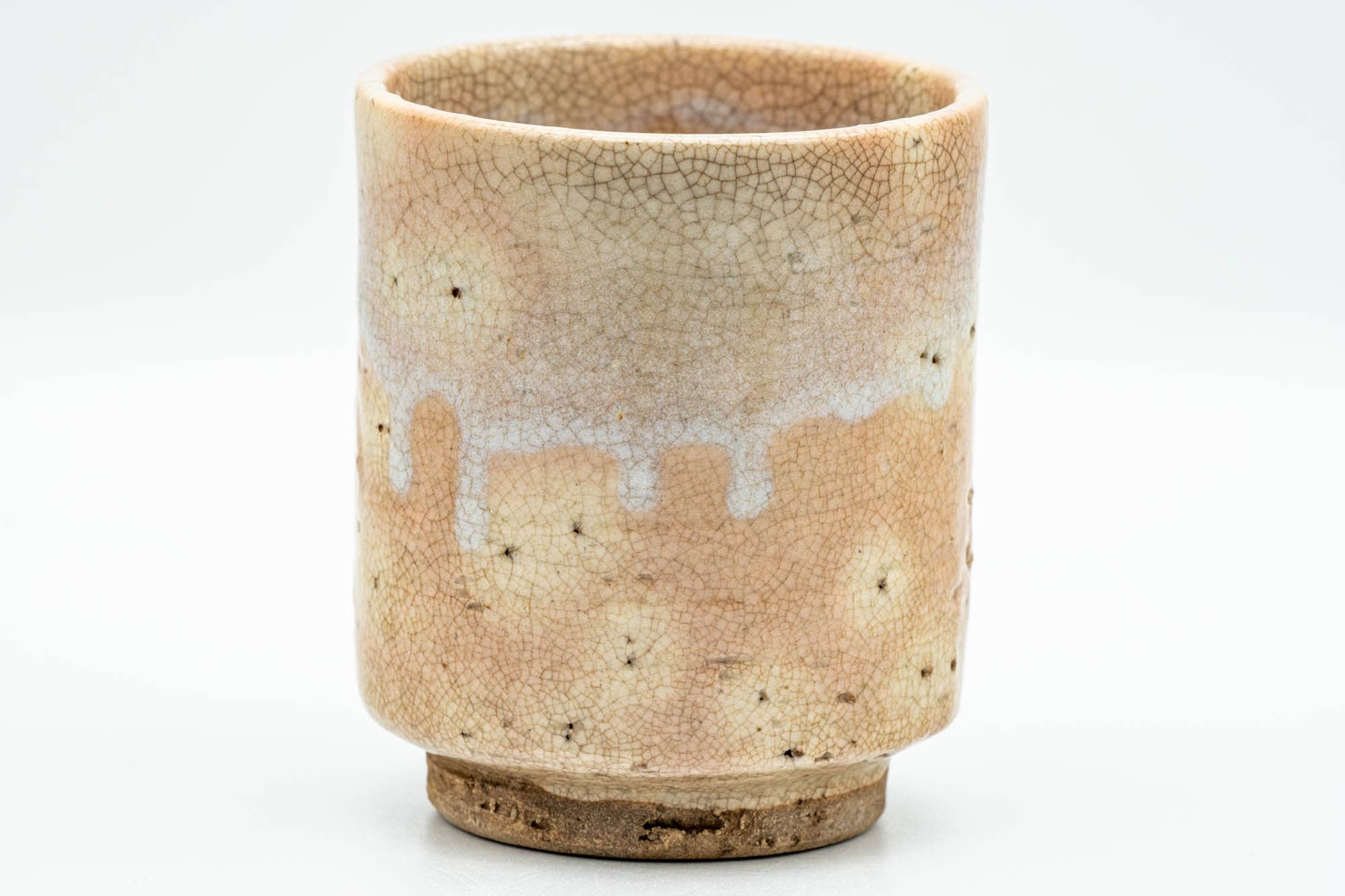 Japanese Teacup - Beige Drip-Glazed Gohonte Weathered Hagi-yaki Yunomi - 170ml - Tezumi
