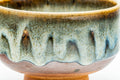 Japanese Matcha Bowl - Green Hare's Fur Drip-Glazed Hantsutsu-gata Chawan - 400ml - side close-up of the hare's fur drip glaze