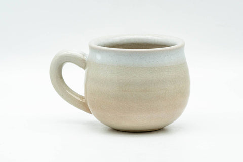 Tezumi — Japanese Teacup - Small Beige and White Hagi-yaki Ushirode Yunomi - 90ml — front view