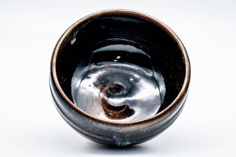 Japanese Matcha Bowl - Black Brown Spiraling Hare's Fur Glazed Chawan - 200ml