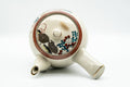 Japanese Tea Set - Gold Red Floral Kutani-yaki Kyusu Teapot with 5 Yunomi Teacups - overhead view showing the lid and floral design