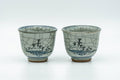 Tezumi — Japanese Teacups - Pair of Celadon Village Obori Soma-yaki Yunomi - 80ml — front view