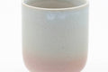 Tezumi — Japanese Teacup - Classic Beige Pink White Drip-Glazed Hagi-yaki Yunomi - 120ml — tipped to show the interior