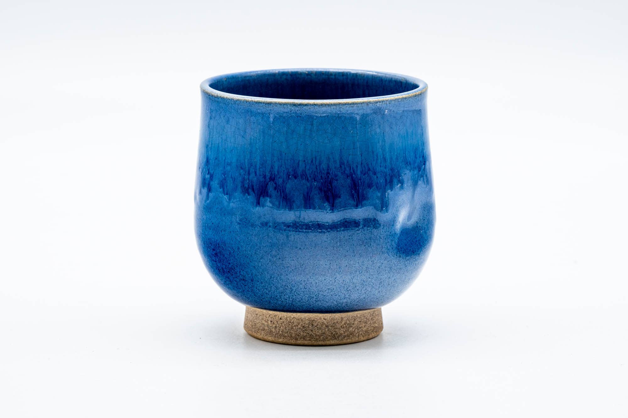 Japanese Teacup - Blue Drip-Glazed Thumb-Indented Yunomi - 200ml