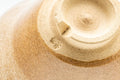 Tezumi — Japanese Teacup - Beige and Milky White Drip-Glazed Hagi-yaki Yunomi - 80ml — tipped to show the interior