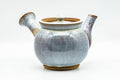 Japanese Kyusu - Large Blue Hare's Fur Glazed Debeso Teapot - 550ml - front view showing the spout and lid opening