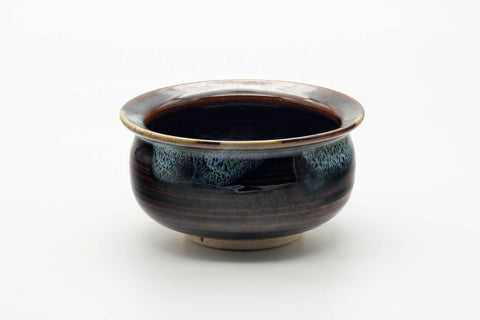 Japanese Kensui - Black Brown Hare's Fur Glazed Water Bowl - 450ml