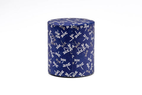 Blue White Dragonflies Washi Tea Canister - 150g