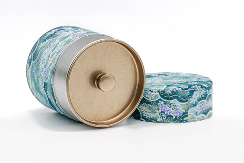 Turquoise Floral Washi Tea Canister - 150g