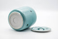Tezumi — Japanese Mizusashi - Spotted Teal Porcelain Fresh Water Container - 1200ml — tipped to show the interior