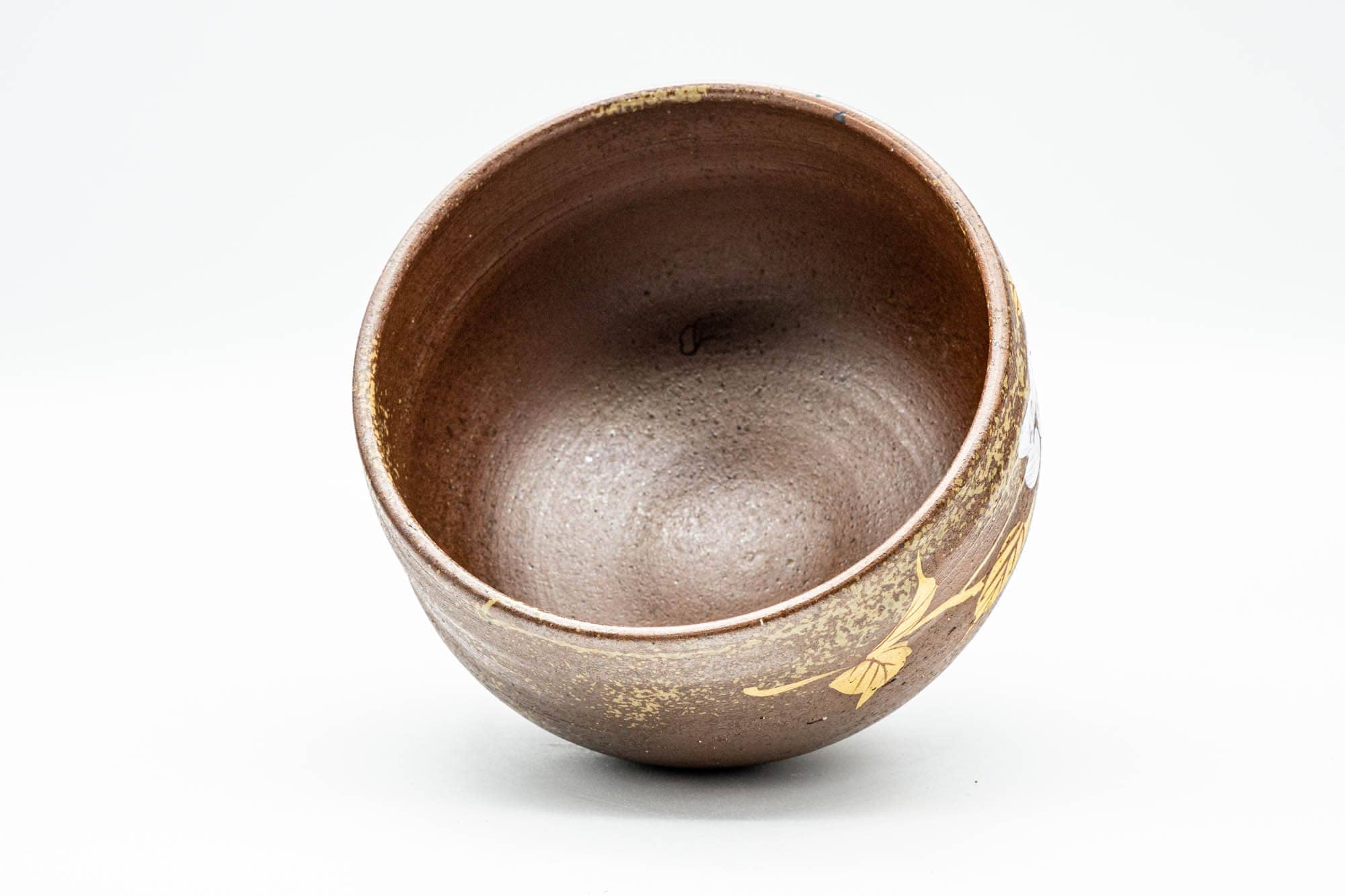 Japanese Matcha Bowl - Gold White Floral Shigaraki-yaki Chawan - 450ml