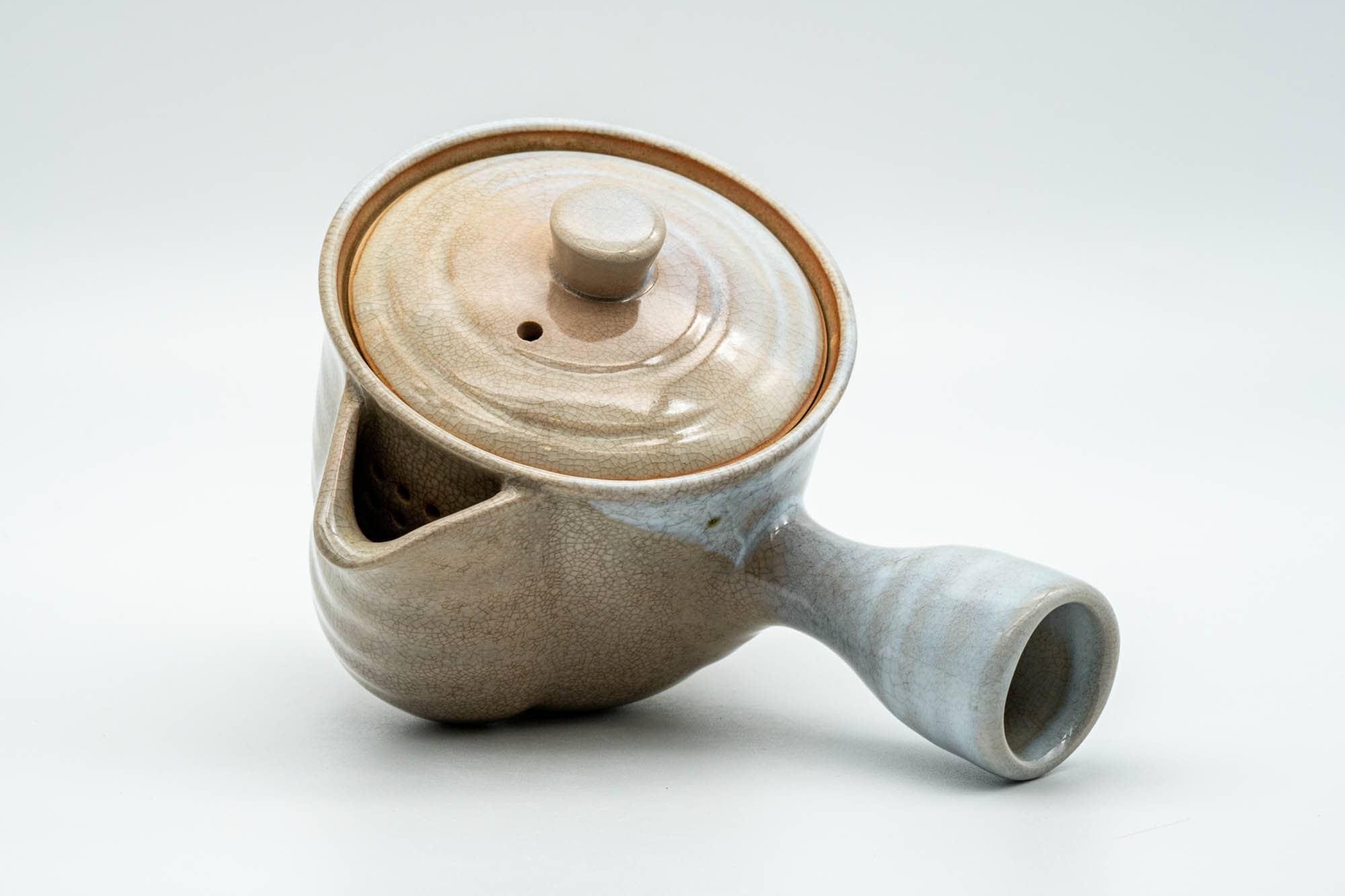 Japanese Kyusu - Beige White Glazed Hagi-yaki Do-ake Teapot - 250ml - Tezumi