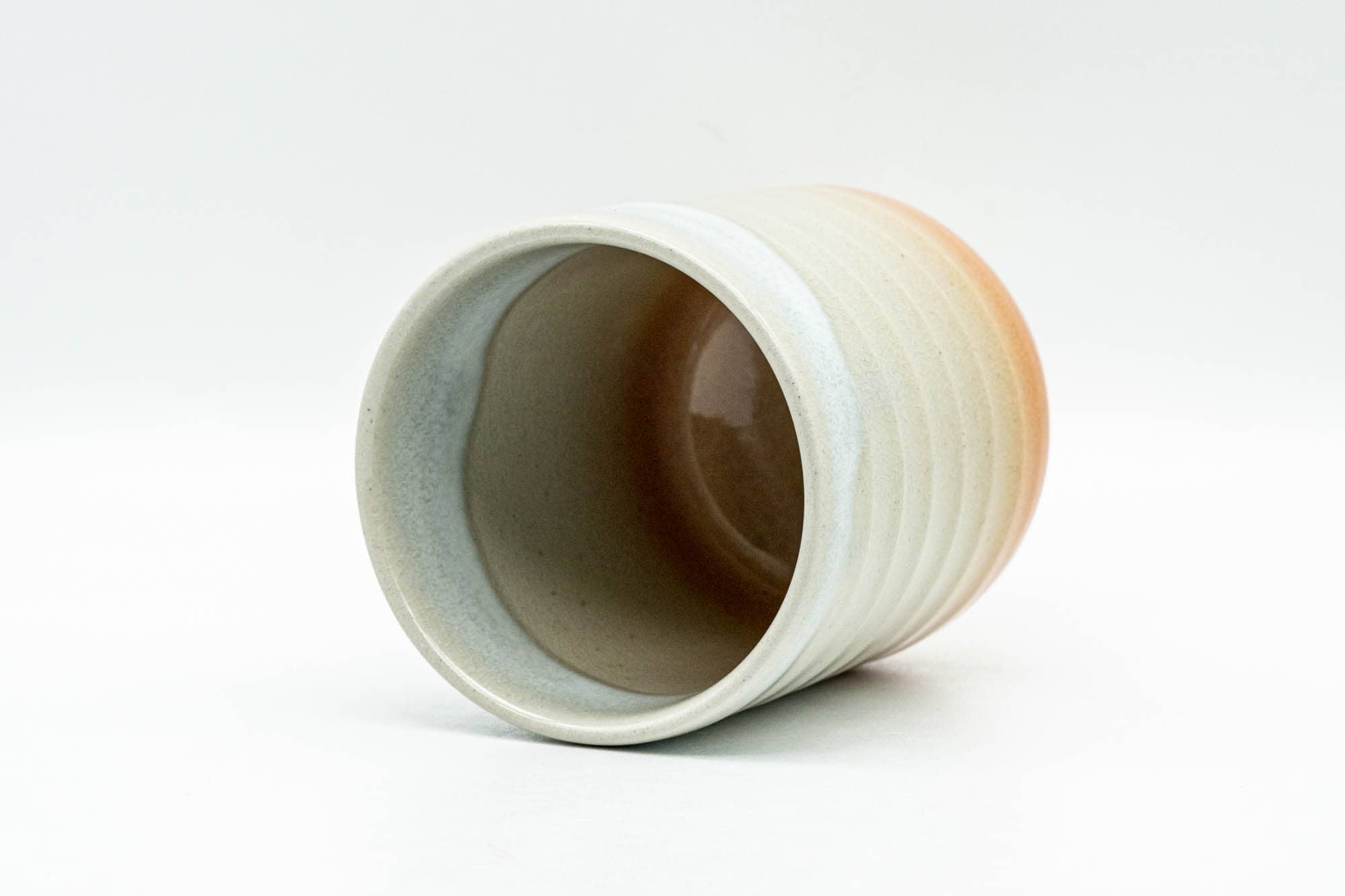 Japanese Teacup - Beige White Glazed Ribbed Hagi-yaki Yunomi - 150ml