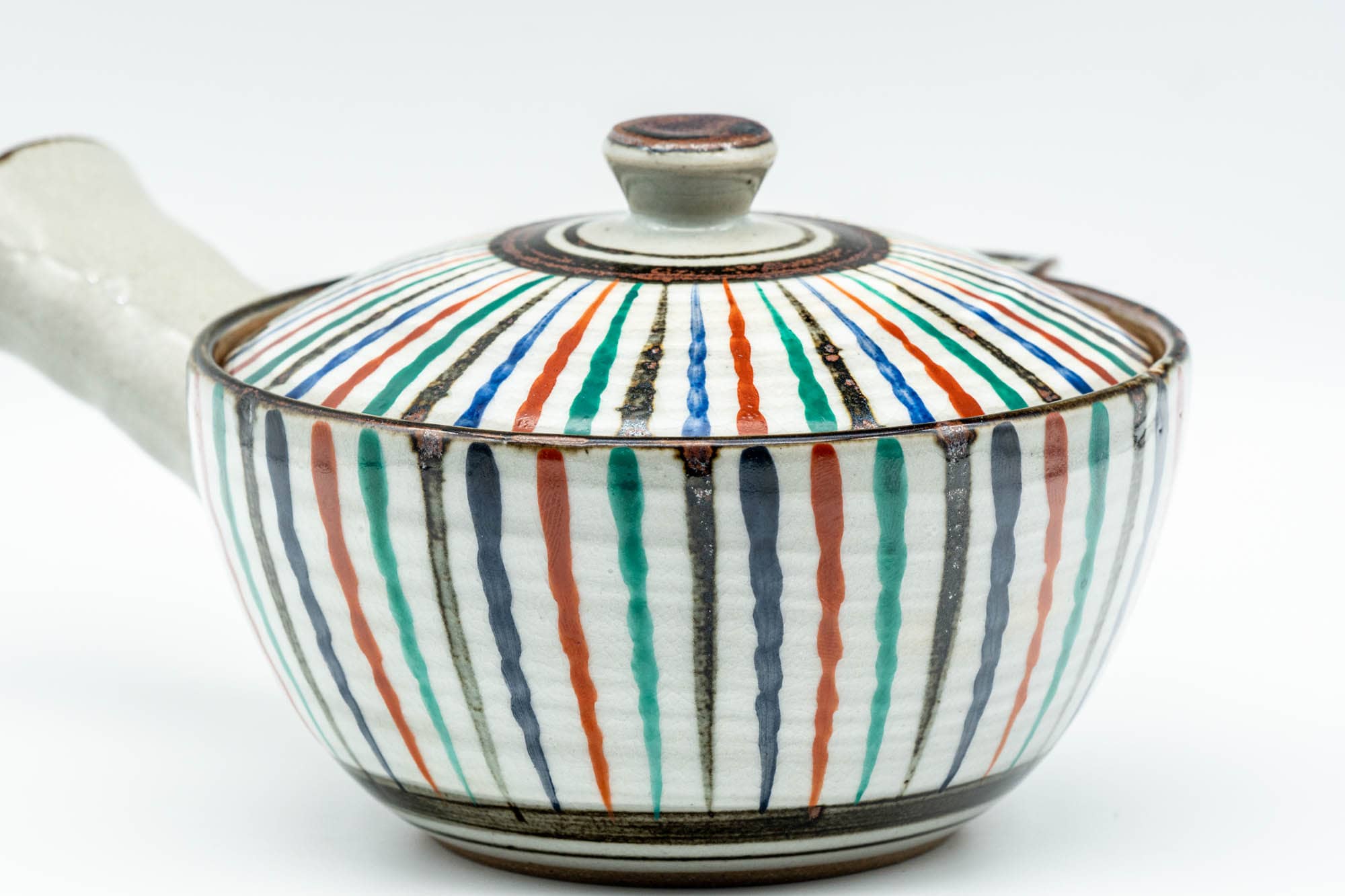 Japanese Kyusu - Multi-Coloured Stripes Do-ake Triangular-Spouted Teapot - 275ml - Tezumi