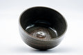 Tezumi — Japanese Matcha Bowl - Dark Green Spiraling Wabi-Sabi Chawan - 300ml — three-quarter view