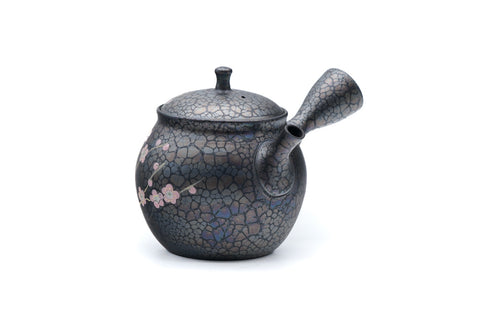 Plum Blossom Tenmoku Tokoname Kokudei Teapot - 260ml