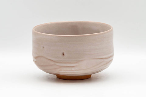 Japanese Matcha Bowl - Milky Pink Drip-Glazed Kyo-yaki Chawan - 400ml - front view of the bowl