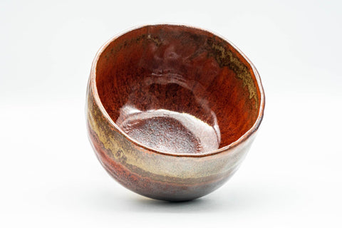Japanese Matcha Bowl - Beige Red Wabi-Sabi Chawan - 350ml