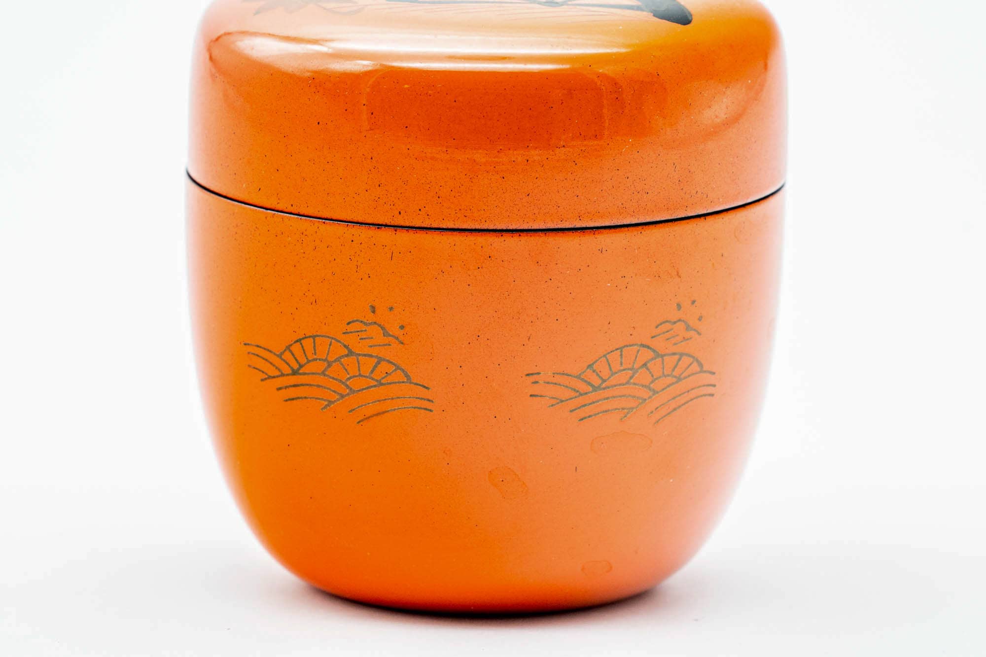 Japanese Natsume - Waterwheel Sakura Orange Lacquered Matcha Tea Caddy - 110ml