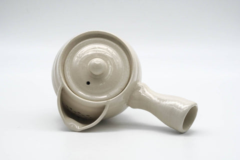 Tezumi — Japanese Kyusu - Wide Spout Beige Glazed Ceramic Teapot - 280ml — interior view showing the filter