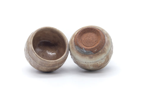 Japanese Teacups - Pair of Beige Hagi Guinomi - 50ml