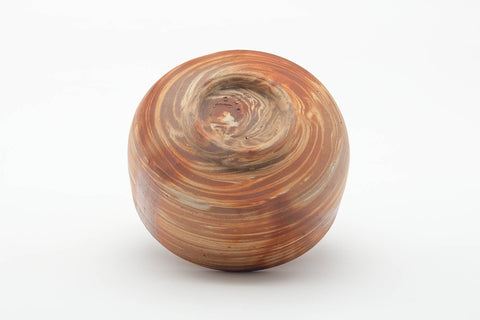 Japanese Matcha Bowl - Orange Rice Straw Hidasuki Marbled Nerikomi Bizen-yaki Chawan - 400ml