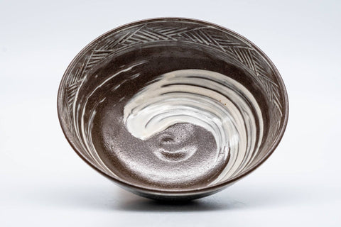 Japanese Matcha Bowl - Chrysanthemum Mishima Patterned Kiyomizu-yaki Chawan - 150ml