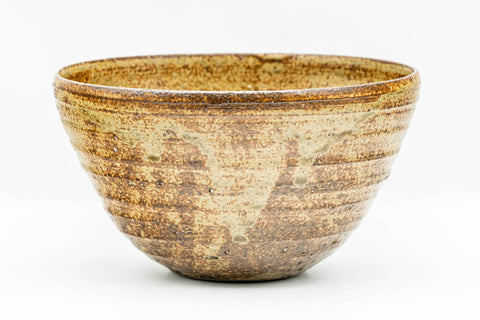 Japanese Matcha Bowl - Beige Black Inner-Glazed Spiraling Chawan - 450ml