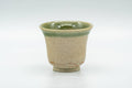 Japanese Teacups - Set of 5 Beige Green Glazed Guinomi - 40ml - top view looking into a cup's interior
