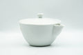 Japanese Houhin - Floral Engraved Arita-yaki Ceramic Filter Porcelain Teapot - 230ml - front view of the white porcelain houhin with lid