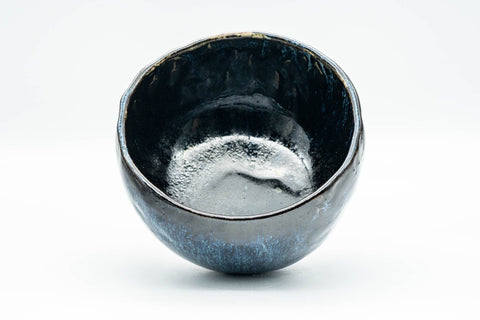Japanese Matcha Bowl - Black and Blue Drip-Glazed Wabi-Sabi Chawan - 300ml