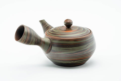 Japanese Kyusu - Glossy Green Nerikomi Tokoname-yaki Mesh Teapot - 230ml