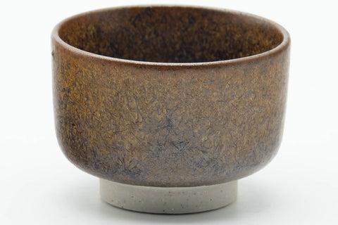 Tezumi — Japanese Teacup - Small Brown Glazed Guinomi - 40ml — tipped to show the interior