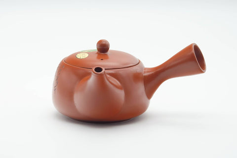 Japanese Kyusu - Calligraphy Engraved Red Shudei Tokoname-yaki Mesh Filter Teapot - 350ml