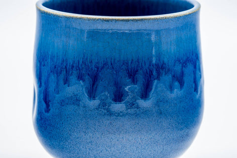 Japanese Teacup - Blue Drip-Glazed Thumb-Indented Yunomi - 200ml