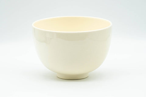 Japanese Matcha Bowl - Beige White Tall Kyo-yaki Chawan - 350ml