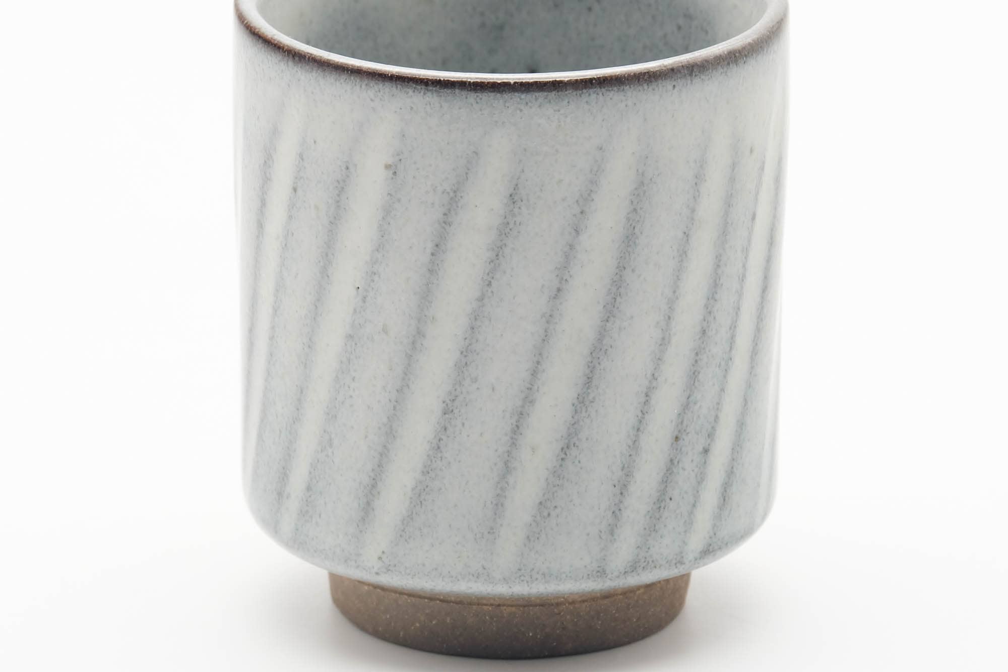 Japanese Teacup - Spiraling White Grey Glazed Yunomi - 130ml