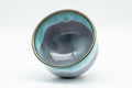 Tezumi — Japanese Teacup - Turquoise Drip-Glazed Agano-yaki Yunomi - 100ml — three-quarter view