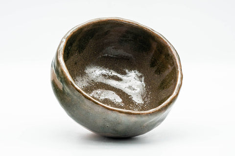 Tezumi — Japanese Matcha Bowl - Brown Green Drip-Glazed Wabi-Sabi Chawan - 300ml — three-quarter view