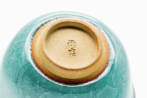 Japanese Teacup - Green Celadon Snowflake Glazed Yunomi - 150ml