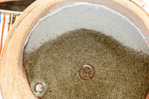 Japanese Dobin - Large Striped Ceramic Debeso Filter Top-Handled Teapot - 700ml - Tezumi