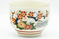 Japanese Teacup - Beige Red Chrysanthemums Kutani-yaki Yunomi - 130ml - close-up of chrysanthemum decoration