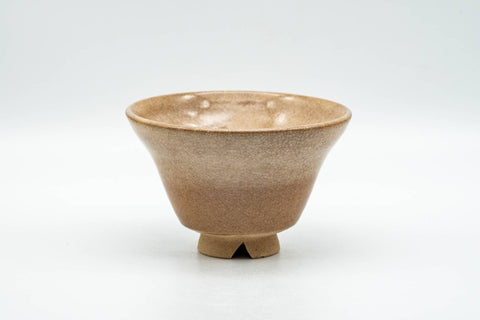 Tezumi — Japanese Teacup - Beige and Milky White Drip-Glazed Hagi-yaki Yunomi - 80ml — front view from another angle