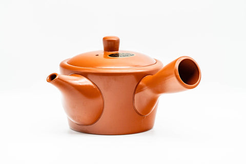 Japanese Kyusu - Engraved Red Shudei Tokoname-yaki Mesh Teapot - 350ml