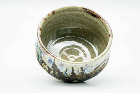 Japanese Matcha Bowl - Abstract Green Purple Drip-Glazed Chawan - 400ml