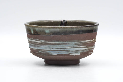 Japanese Matcha Bowl - Brown Green Hakeme White Glazed Chawan - 300ml