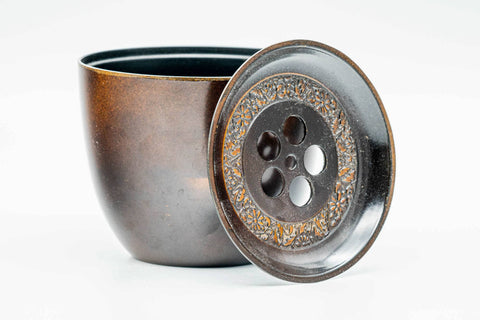 Japanese Cha-koboshi - Floral Engraved Lidded Water Bowl - 200ml