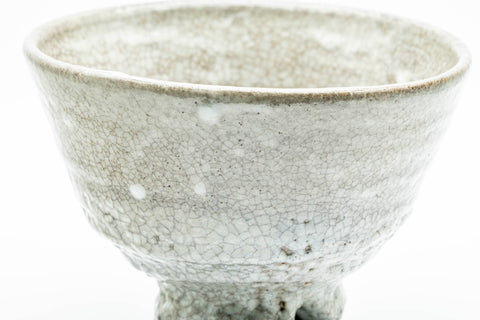 Tezumi — Japanese Matcha Bowl - Kannyuu Glazed Ido-gata Hagi-yaki Chawan - 350ml — tipped to show the interior